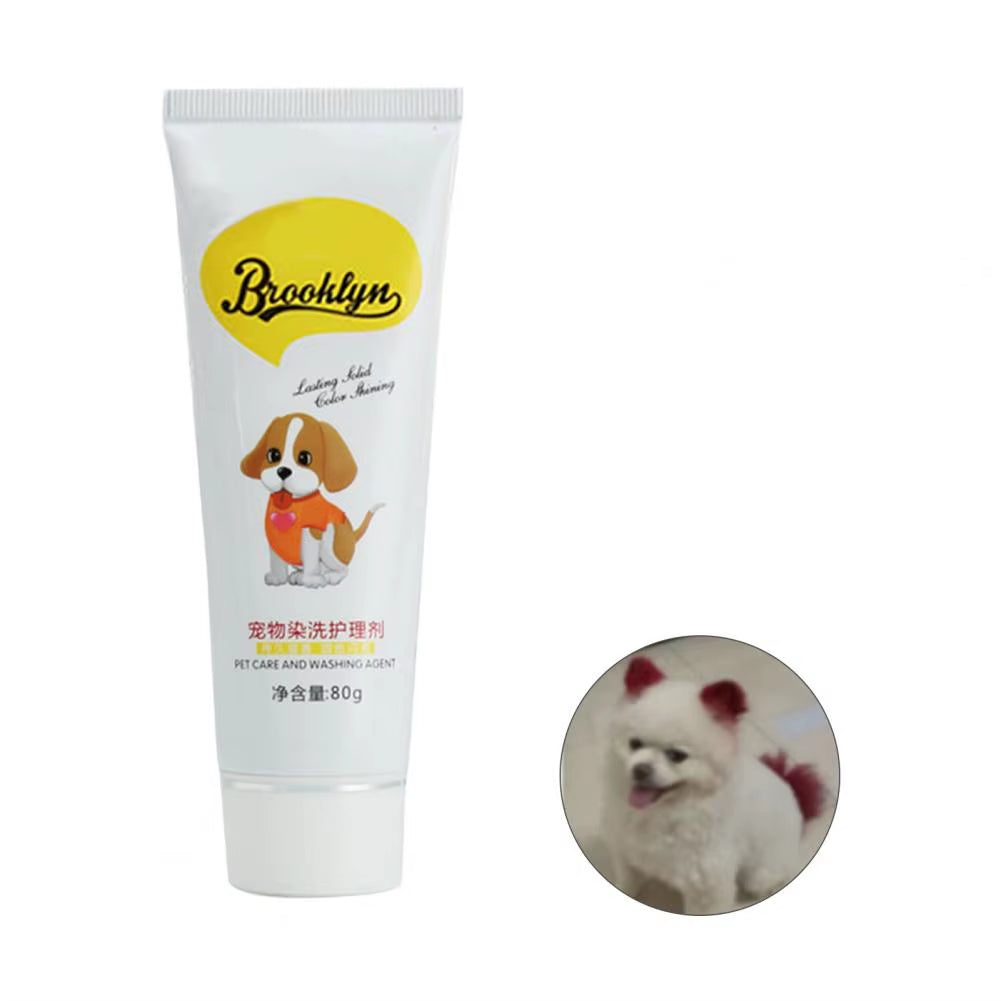 80G Pet Dog Cats Hair Color DIY Dye Agent Semi Permanent Dye Cream Non-Fading Colorful Dog Hair Bright Coloring Dyestuff Pigment