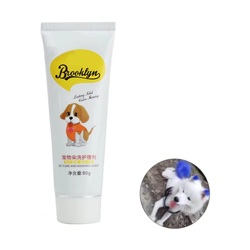 80G Pet Dog Cats Hair Color DIY Dye Agent Semi Permanent Dye Cream Non-Fading Colorful Dog Hair Bright Coloring Dyestuff Pigment