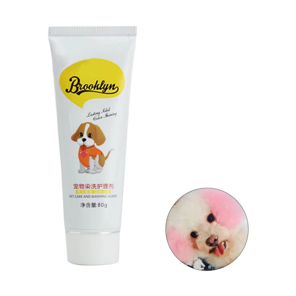 80G Pet Dog Cats Hair Color DIY Dye Agent Semi Permanent Dye Cream Non-Fading Colorful Dog Hair Bright Coloring Dyestuff Pigment