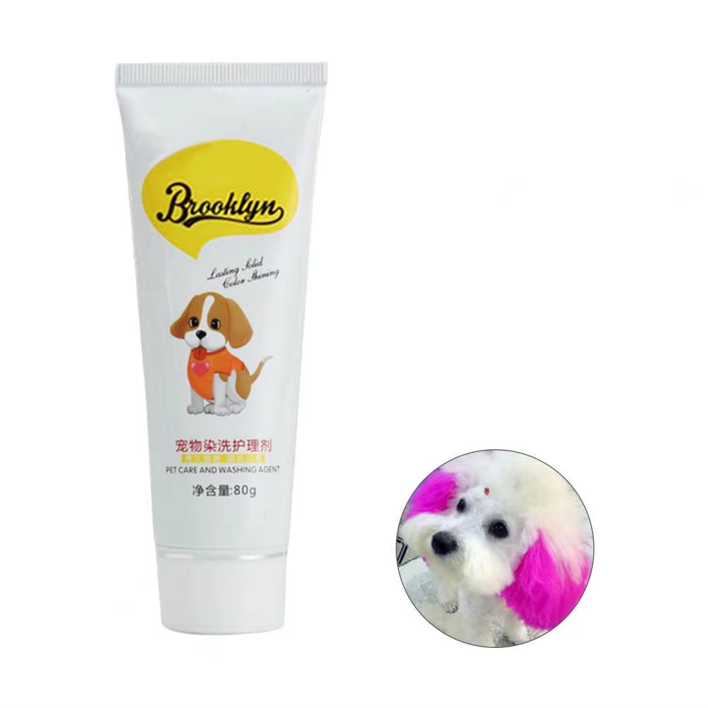 80G Pet Dog Cats Hair Color DIY Dye Agent Semi Permanent Dye Cream Non-Fading Colorful Dog Hair Bright Coloring Dyestuff Pigment
