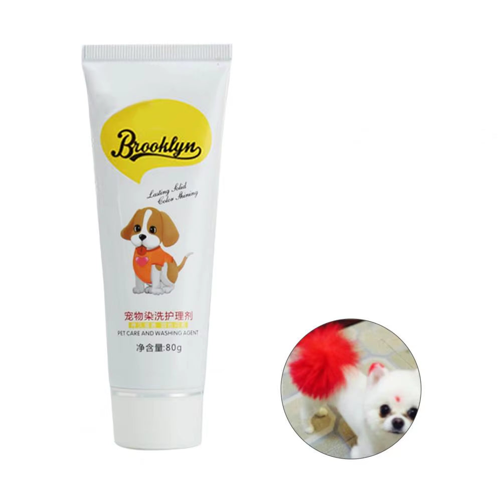 80G Pet Dog Cats Hair Color DIY Dye Agent Semi Permanent Dye Cream Non-Fading Colorful Dog Hair Bright Coloring Dyestuff Pigment