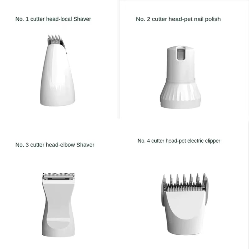 4-In-1 Pet Grooming and Care Set 4Different Blades Pet Hair Shaver Low Noise Pet Clippers Rechargeable Cordless Safe Dog Trimmer