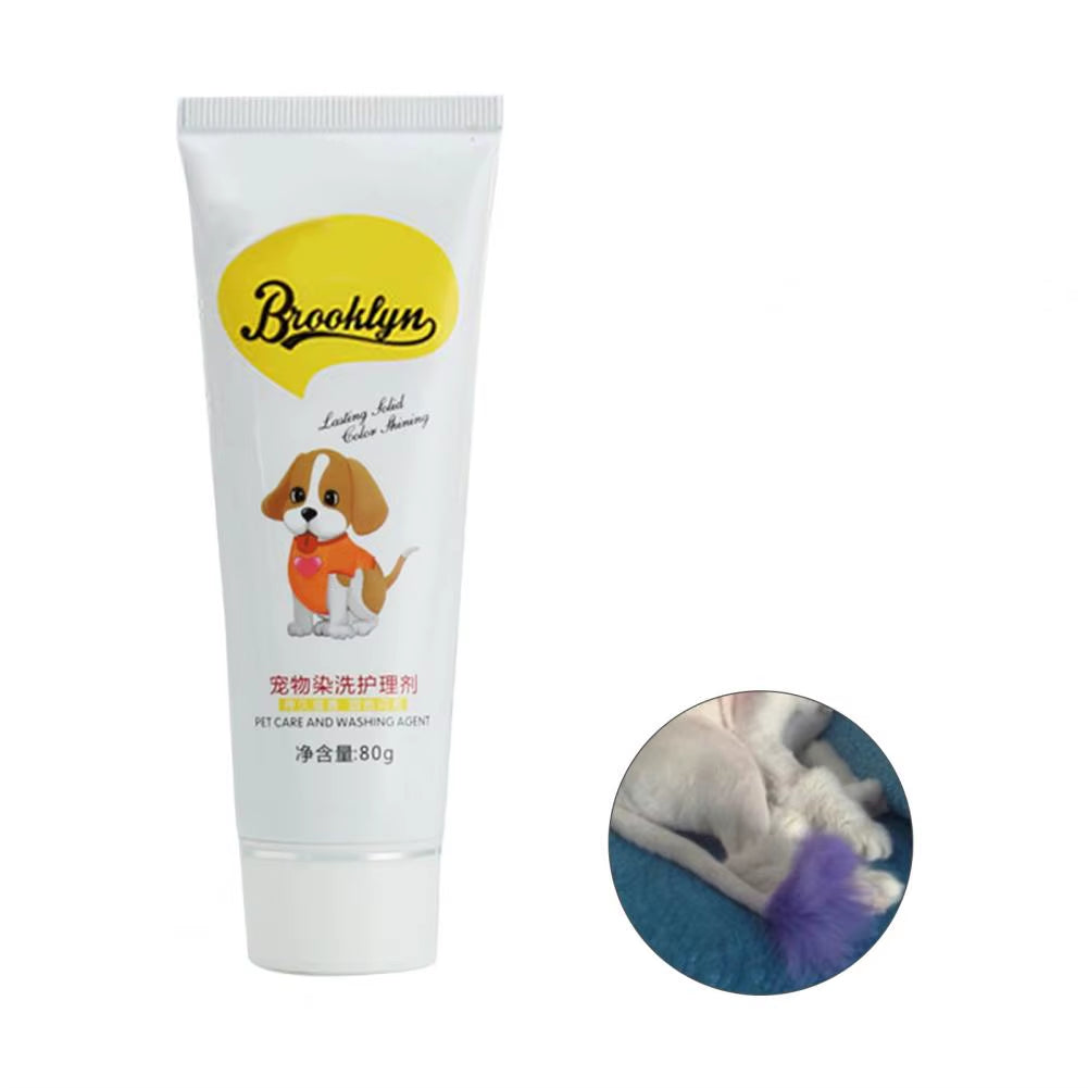 80G Pet Dog Cats Hair Color DIY Dye Agent Semi Permanent Dye Cream Non-Fading Colorful Dog Hair Bright Coloring Dyestuff Pigment