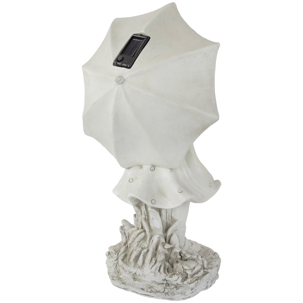 18" Solar LED Lighted Girl with Umbrella Outdoor Garden Statue