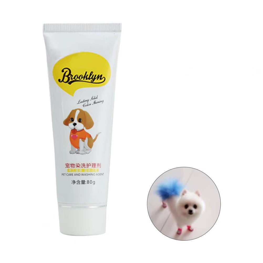 80G Pet Dog Cats Hair Color DIY Dye Agent Semi Permanent Dye Cream Non-Fading Colorful Dog Hair Bright Coloring Dyestuff Pigment