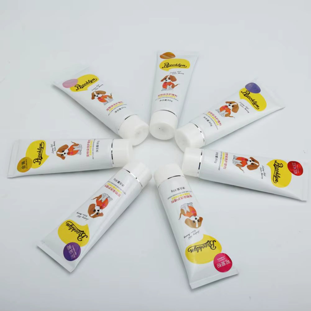 80G Pet Dog Cats Hair Color DIY Dye Agent Semi Permanent Dye Cream Non-Fading Colorful Dog Hair Bright Coloring Dyestuff Pigment