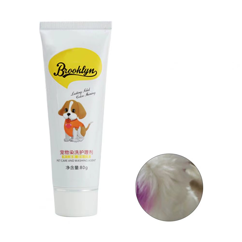 80G Pet Dog Cats Hair Color DIY Dye Agent Semi Permanent Dye Cream Non-Fading Colorful Dog Hair Bright Coloring Dyestuff Pigment